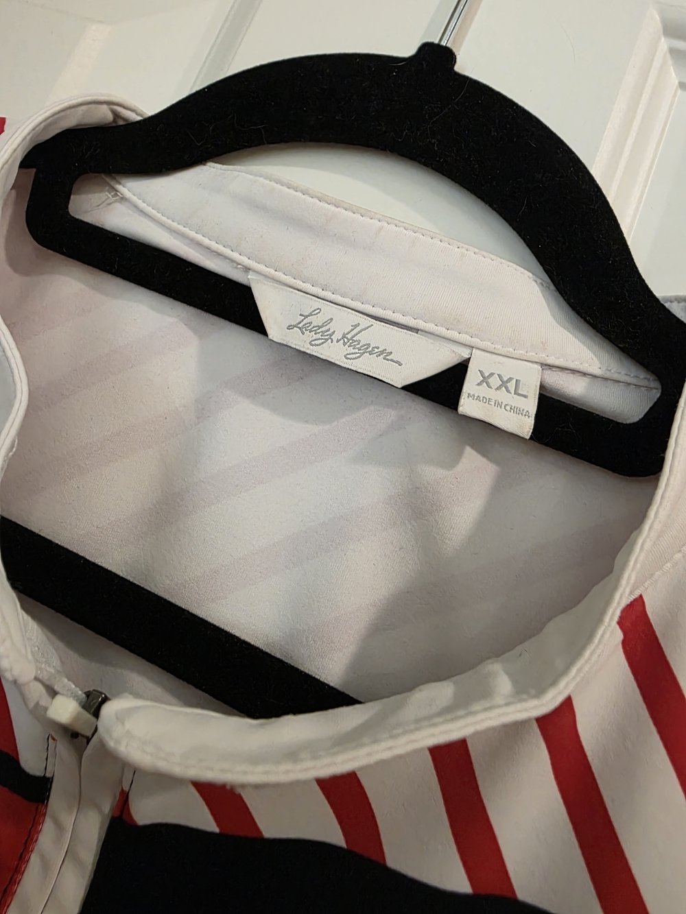 Lady Hagen Red, White and Black Striped Sleeveless Golf Polo - Picture 3 of 6